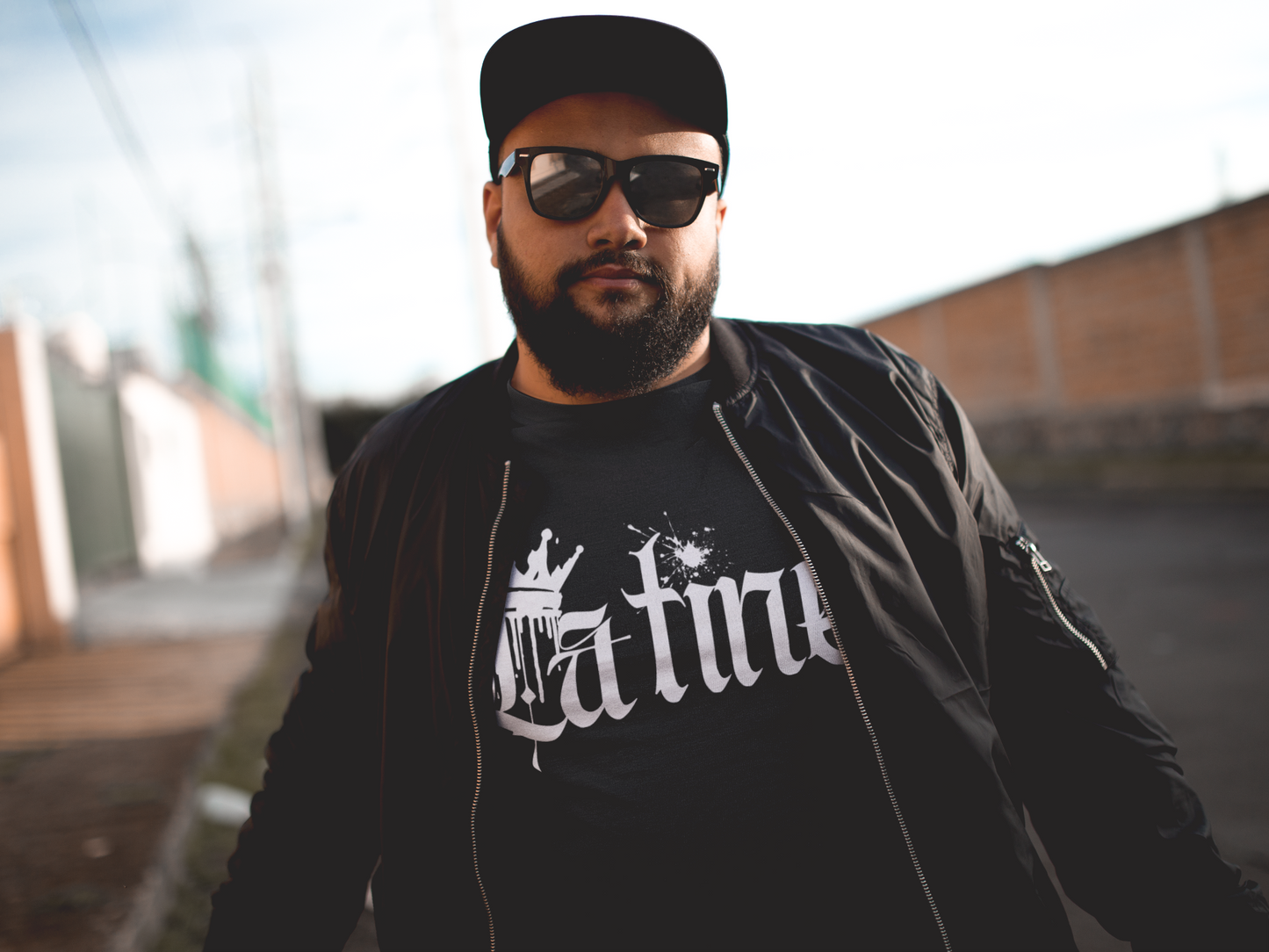 Latine Graphic T-Shirt Intersectional Pride on Black Oversize Deep Drop Shoulder Tee - 190 GSM