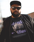 Lavender Rhino Pride Graphic Tee Black Oversize Deep Drop Shoulder Tee