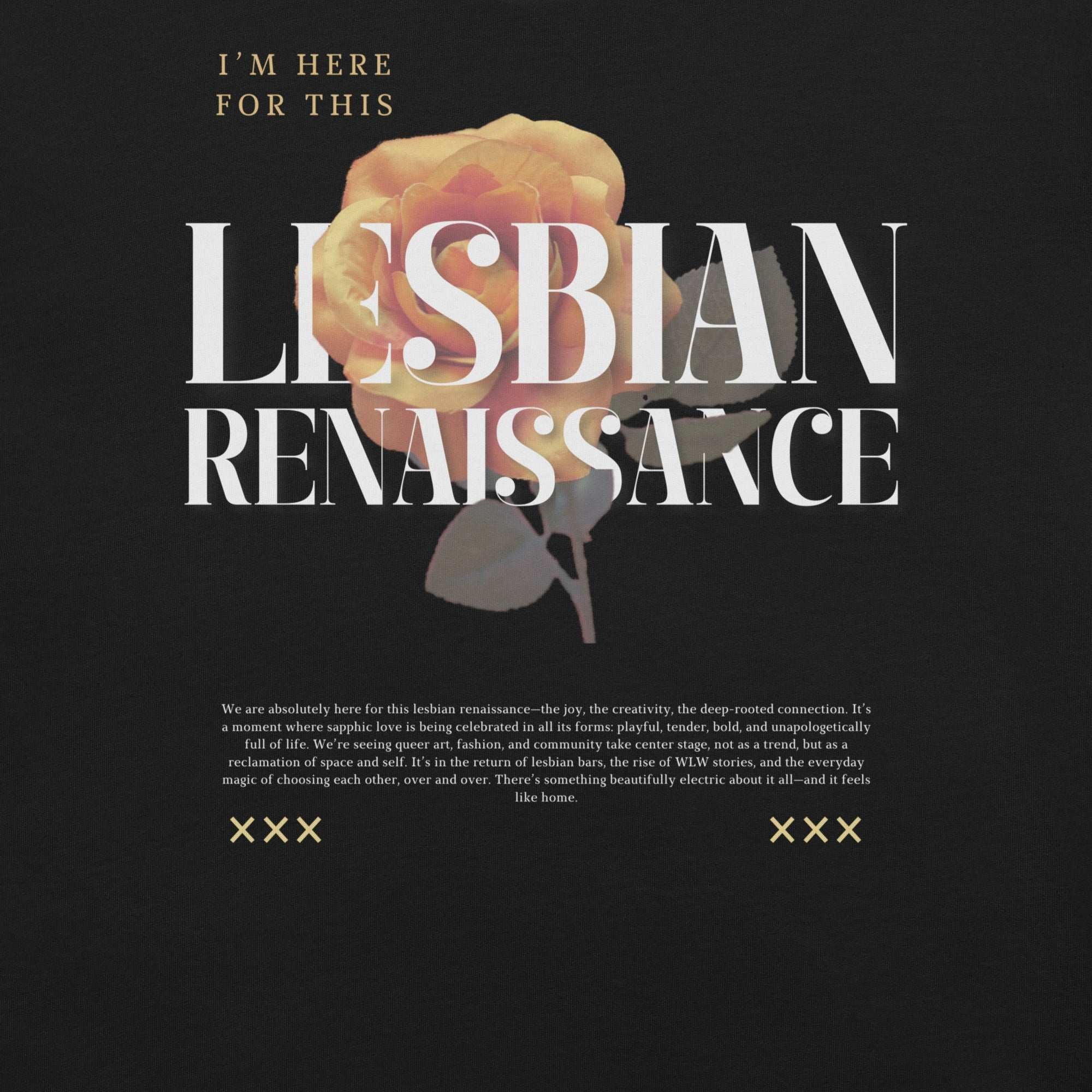 Lesbian Renaissance Graphic Tee Sapphic Pride T-Shirt Black Relaxed Fit T-Shirt Relaxed Fit T-Shirt