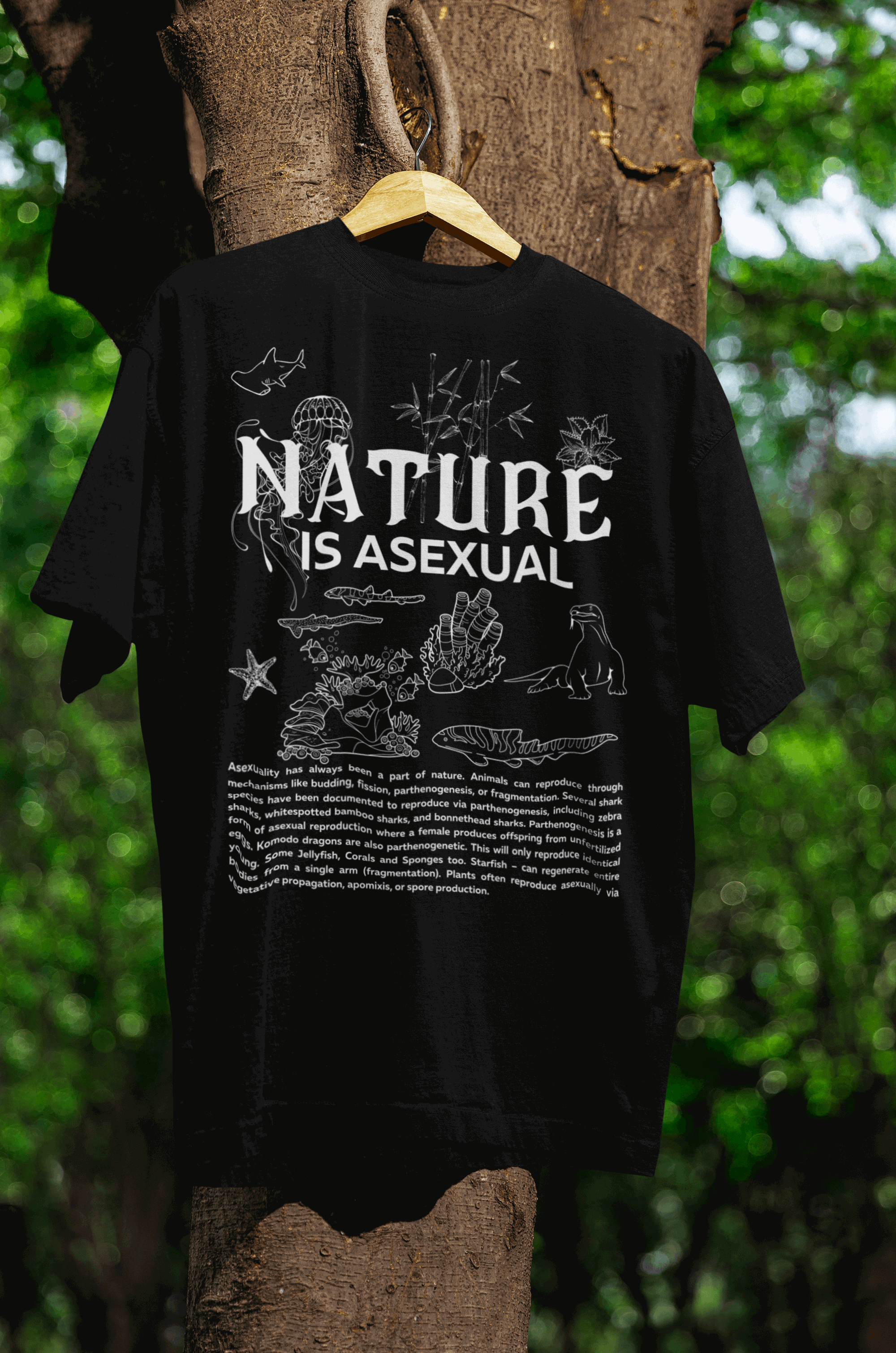 Nature is Asexual Pride Oversize Deep Drop Shoulder Tee Oversize Deep Drop Shoulder Tee - 190 GSM