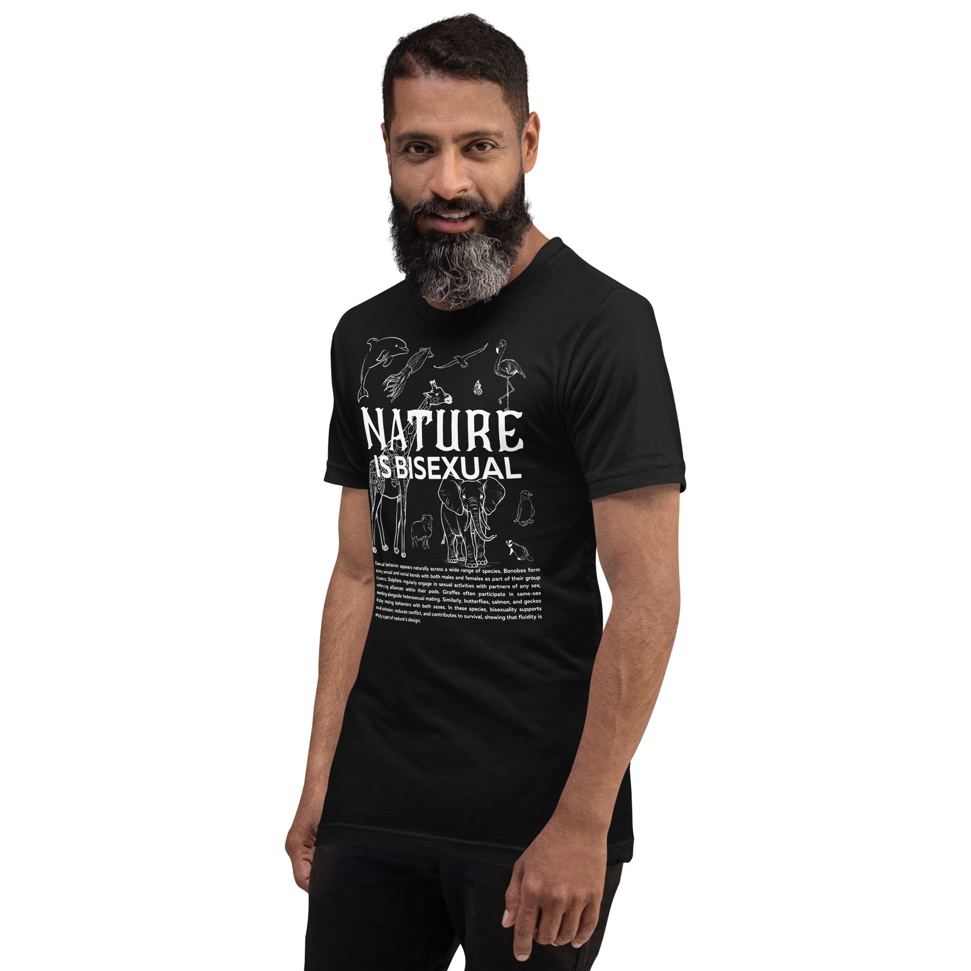Nature is Bisexual Pride T-Shirt Graphic on front of Relaxed Fit T-Shirt