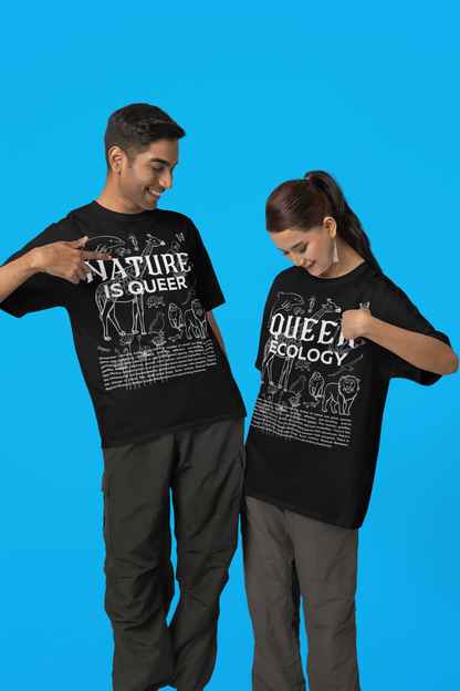 Nature is Queer Front Graphic Tee Year Round Pride Gear Oversize Deep Drop Shoulder Tee - 190 GSM