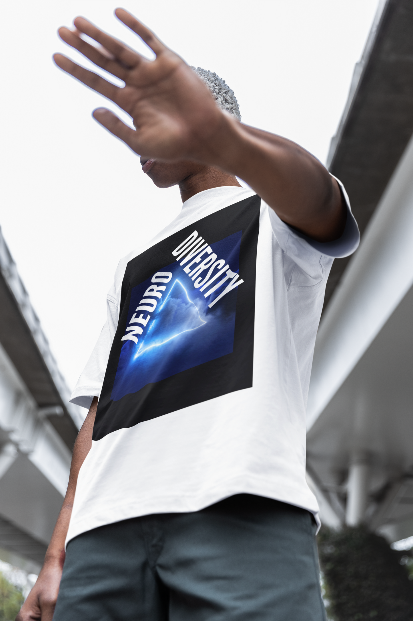 Neurodiversity Graphic Tee Disability Pride T-Shirt Neon Lights Oversize Deep Drop Shoulder Tee - 190 GSM