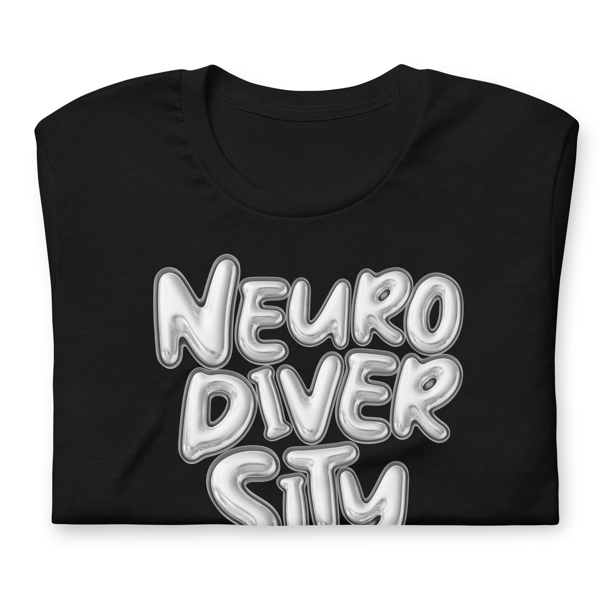 Neurodiversity Pride T-Shirt Chrome Bubble Letters Disability Pride Relaxed Fit T-shirt Relaxed Fit T-Shirt
