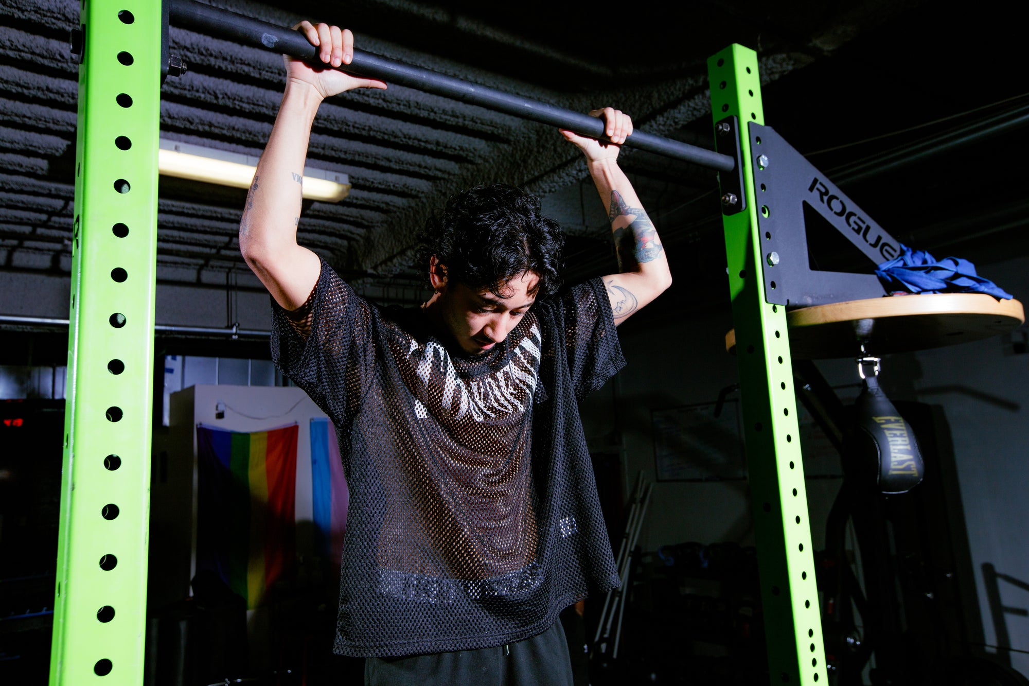 T Boy of NY Trans Pride Boxing Mesh Tee Black See-through Boxy Net T-shirt See-through Boxy Net T-Shirt