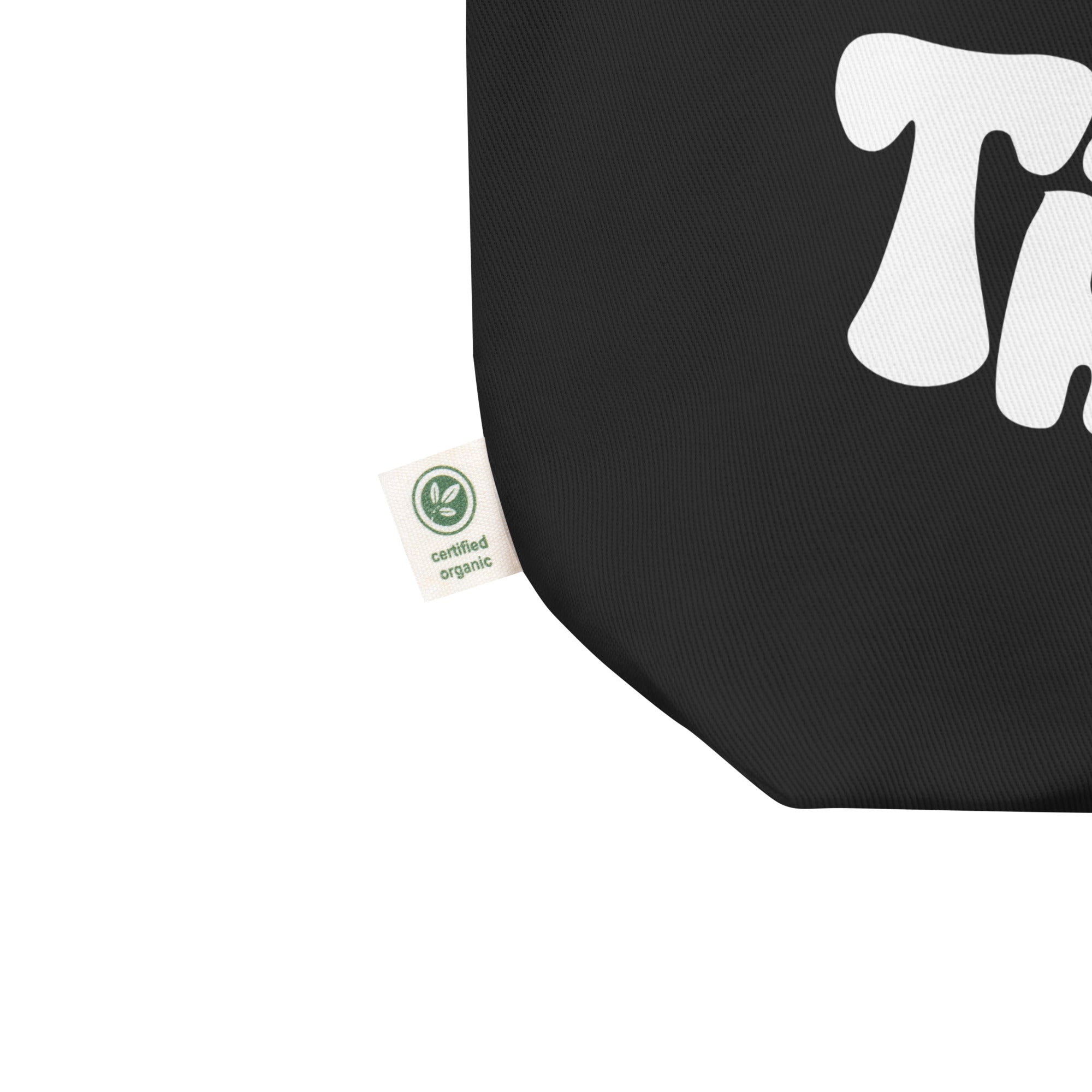 Close up of bag being certified organic