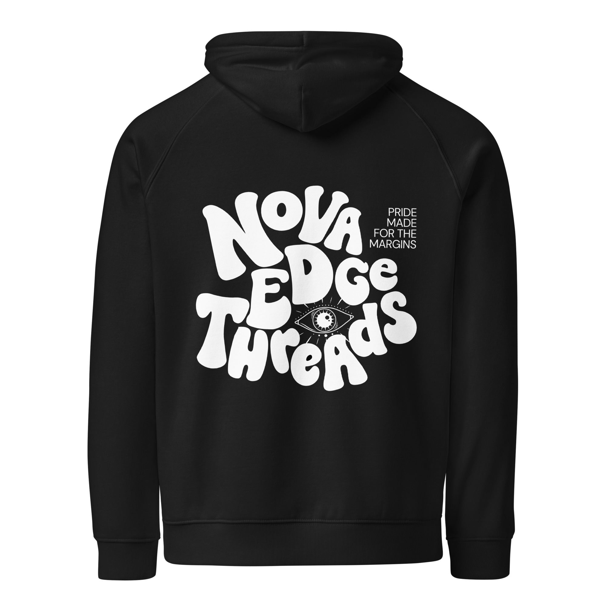 Nova Edge Threads Streetwear that Gives Typography Black Eco Raglan Hoodie
