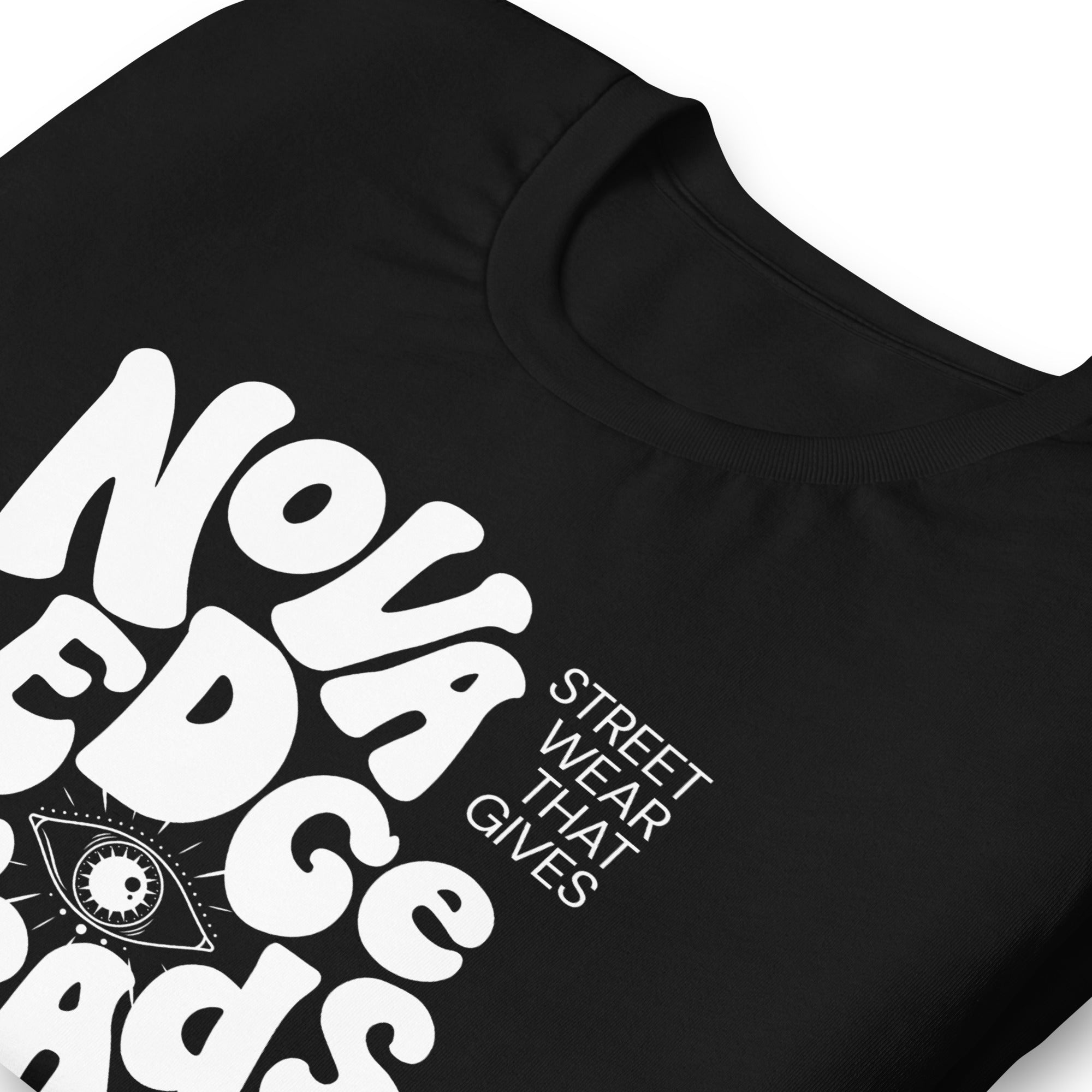 Close up of Collar on Nova Edge Threads Graphic Tee