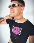 F*ggot Pink Smiley Graphic Tee Gay Pride Black Crop Top Baby Tee Seamless T-Shirt