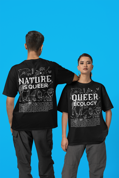 Queer Ecology Front Graphic Tee Year Round Pride Gear Oversize Deep Drop Shoulder Tee - 190 GSM