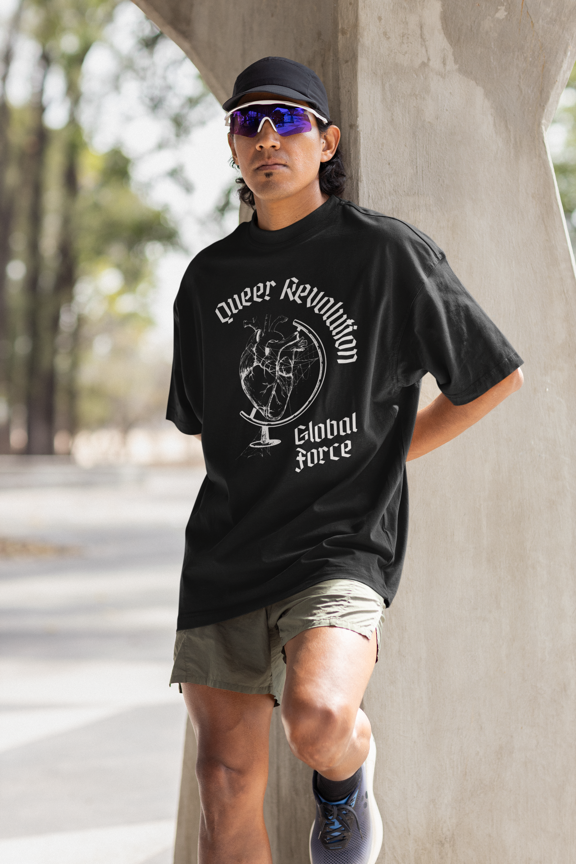 Queer Revolution Global Force Graphic Tee Spooky Season Oversize Tee Oversize Deep Drop Shoulder Tee - 190 GSM