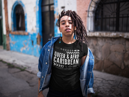 Queer & Afro Caribbean Graphic Tee Streetwear Look Intersectional Pride Oversize Deep Drop Shoulder Tee - 190 GSM