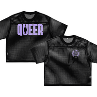 Queer Cat Club Queer Pride on Black Mesh Tee See-through Boxy Net T-shirt See-through Boxy Net T-Shirt