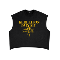 Rebellion is in my Roots Protest Black and Yellow French Terry Boxy Tank Top French Terry Boxy Tank Top