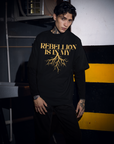 Rebellion is in my Roots Pride T-Shirt Protest Streetwear Black Oversize Deep Drop Shoulder Tee