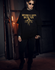 Rebellion is in my Roots Pride T-Shirt Protest Streetwear Black Oversize Deep Drop Shoulder Tee