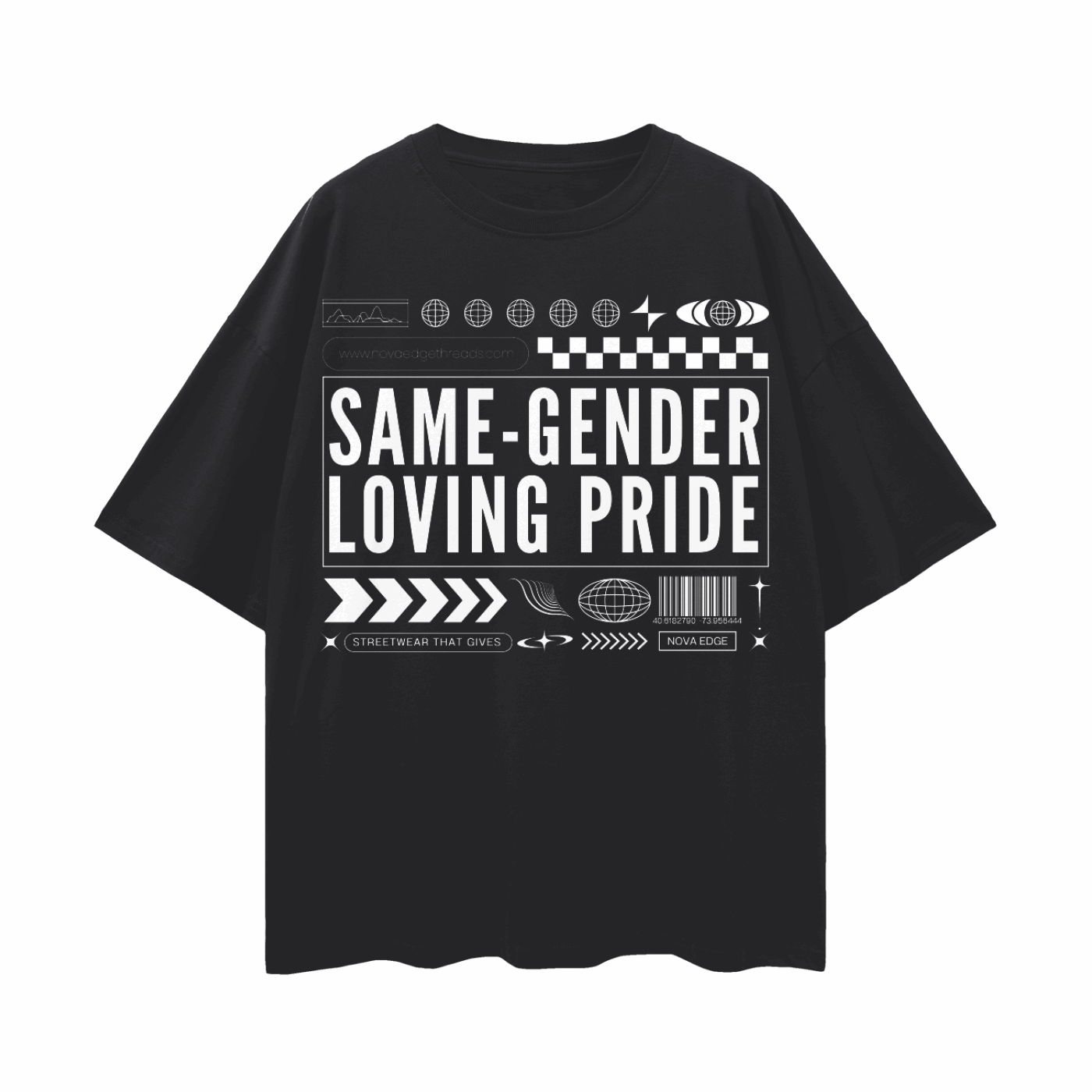 Oversized Tee Streetwear Style with Same-Gender Loving Pride written in bold letters across the chest