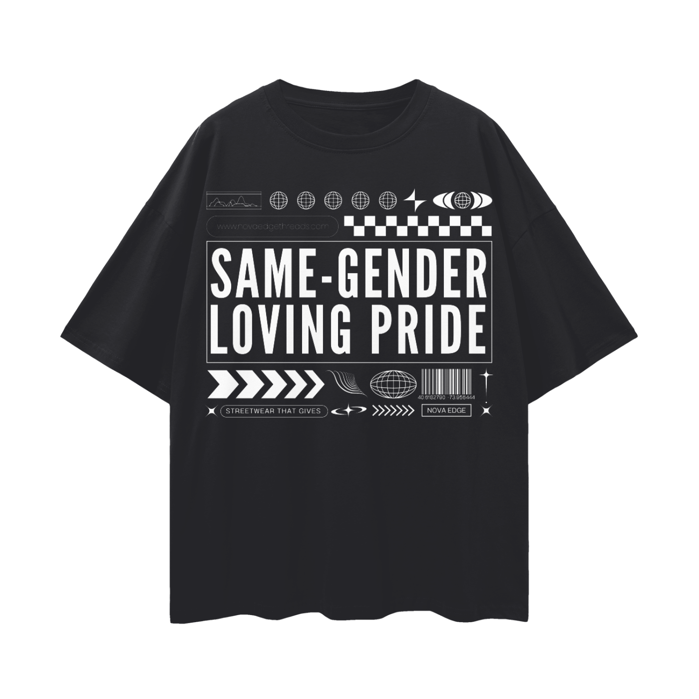 Oversized Tee Streetwear Style with Same-Gender Loving Pride written in bold letters across the chest