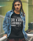 SGL & Afro Caribbean Graphic Tee Intersectional Pride Gear Streetwear Style on front of Black Oversize Deep Drop Shoulder Tee - 190 GSM