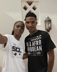 SGL & Afro Caribbean Graphic Tee Intersectional Pride Gear Streetwear Style on front of Black Oversize Deep Drop Shoulder Tee - 190 GSM