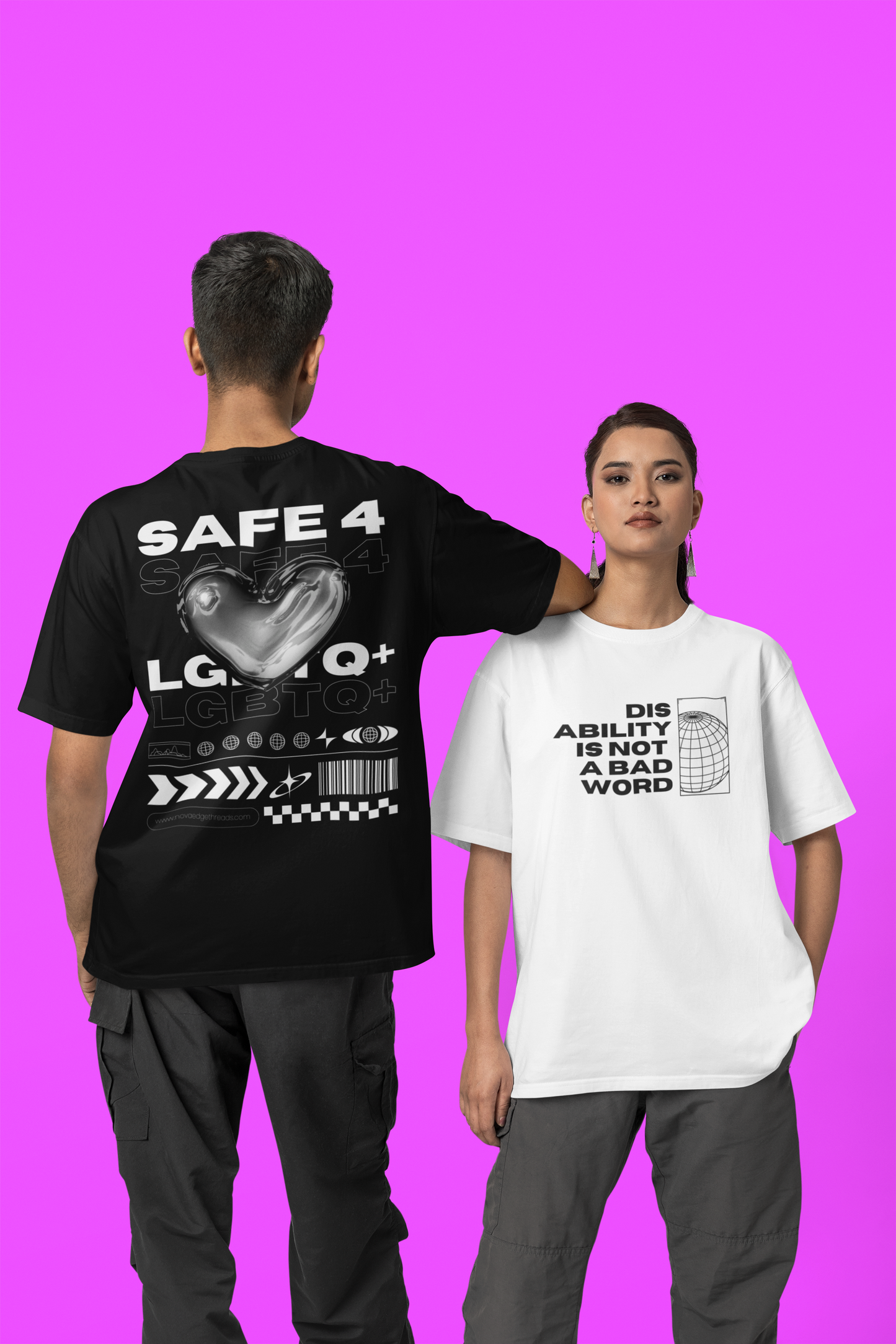 Same Gender Loving Intersectional Pride Graphic Tee Streetwear Fashion on Black Acid Wash Oversize T-Shirt - 250 GSM