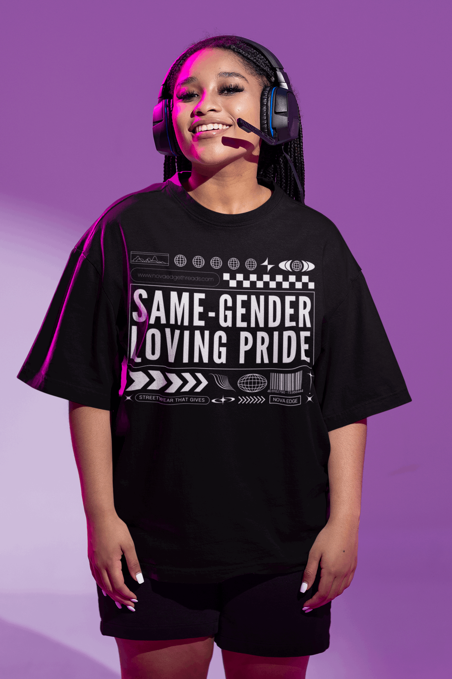 Oversized Tee Streetwear Style with Same-Gender Loving Pride written in bold letters across the chest