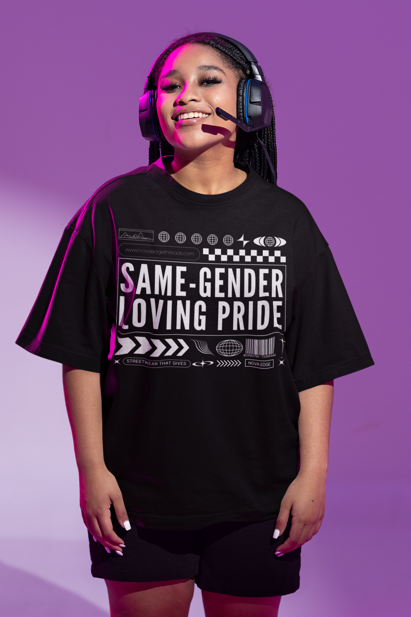 Oversized Tee Streetwear Style with Same-Gender Loving Pride written in bold letters across the chest