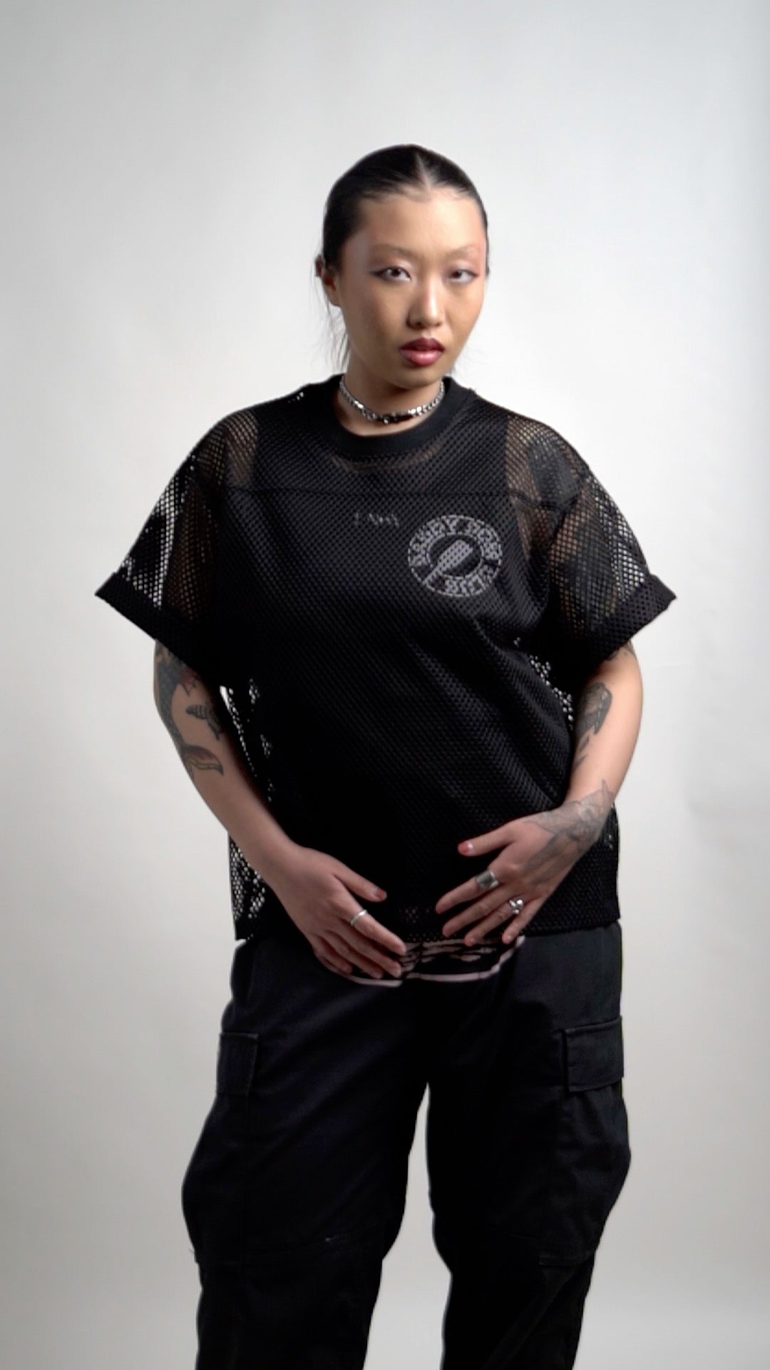 Leather Daddy Dom Club LGBTQIA+ Pride Black Mesh See-through Boxy T-Shirt See-through Boxy Net T-Shirt