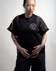 Leather Daddy Dom Club LGBTQIA+ Pride Black Mesh See-through Boxy T-Shirt See-through Boxy Net T-Shirt