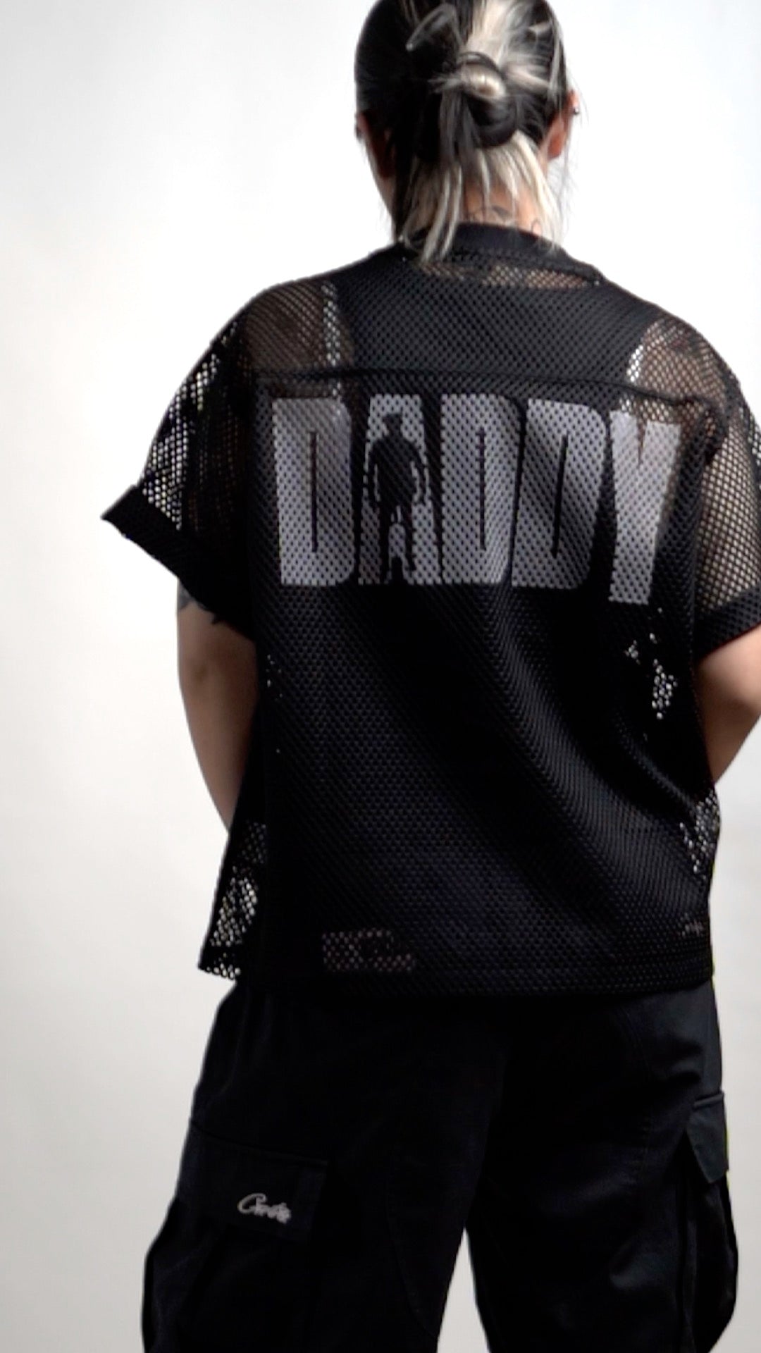 Leather Daddy Dom Club LGBTQIA+ Pride Black Mesh See-through Boxy T-Shirt See-through Boxy Net T-Shirt