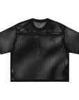 Back view of Boxy Mesh Shirt which is clean and simple, no graphic