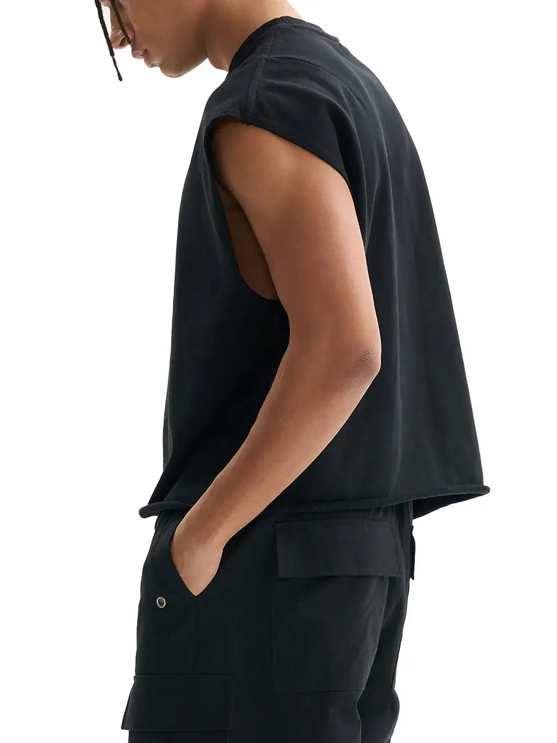 Intersectionality Chrome Bubble Letter Design on Black French Terry Boxy Tank Top French Terry Boxy Tank Top