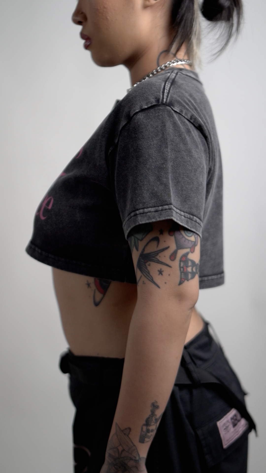 Fagalicious & Free Graphic Tee Black Pink Pegasus Bisexual Pride Snow Washed Crop Top Snow Washed Crop Top