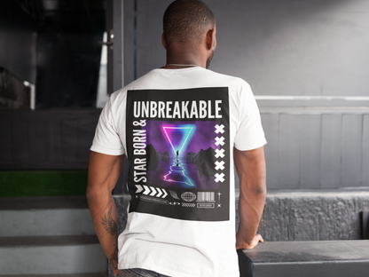 Starborn & Unbreakable Graphic Tee Nova Edge Threads Streetwear Oversize Deep Drop Shoulder Tee - 190 GSM