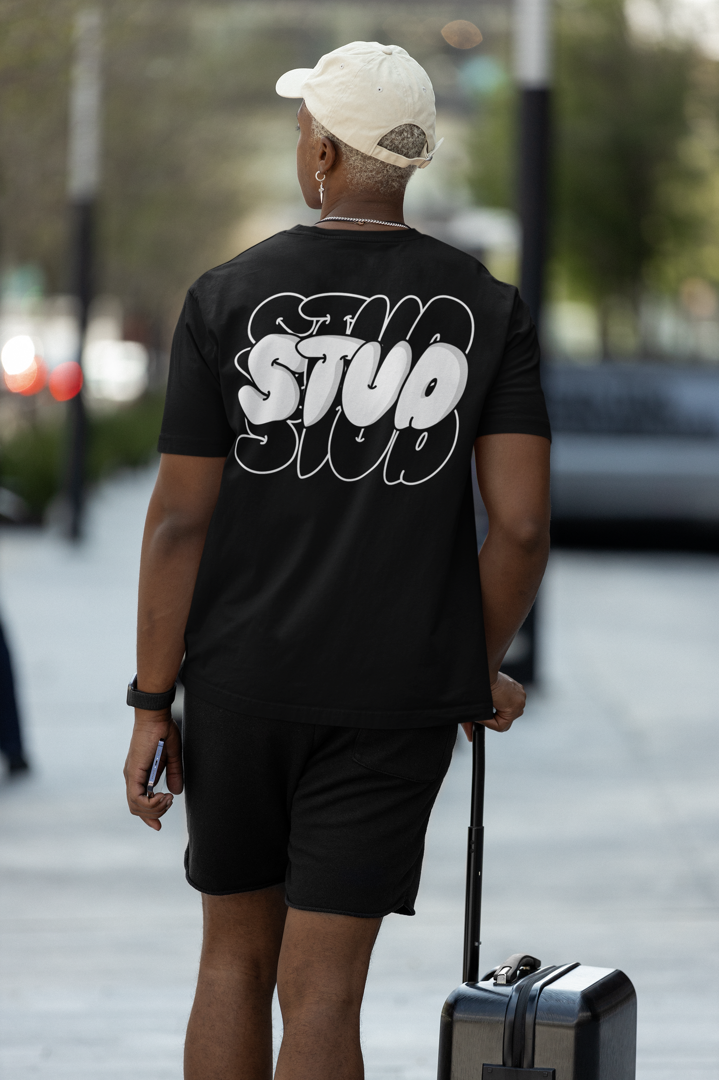 Stud Graphic Tee Intersectional Pride T-Shirt on Black Oversize Deep Drop Shoulder Tee - 190 GSM