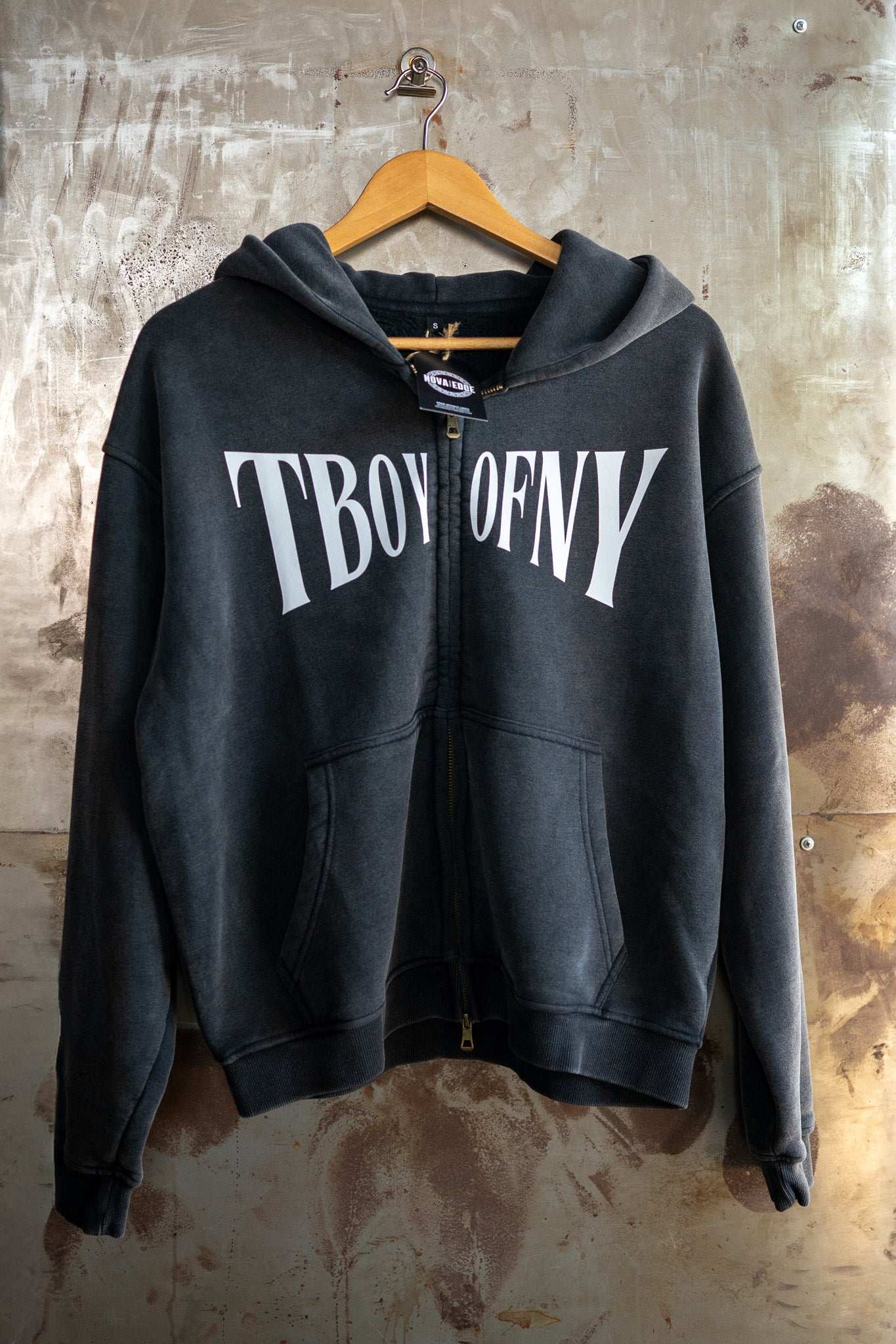 T Boy of NY Sweatshirt Boxing Aesthetic front of Zip-Through Boxy Fleece Hoodie Zip-Through Boxy Hoodie