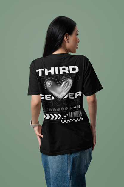 Third Gender Graphic Tee Streetwear Style Intersectional Pride T-Shirt Oversize Deep Drop Shoulder Tee - 190 GSM