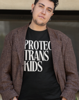 Protect Trans Kids Cream Text on Black Oversize Deep Drop Shoulder Tee
