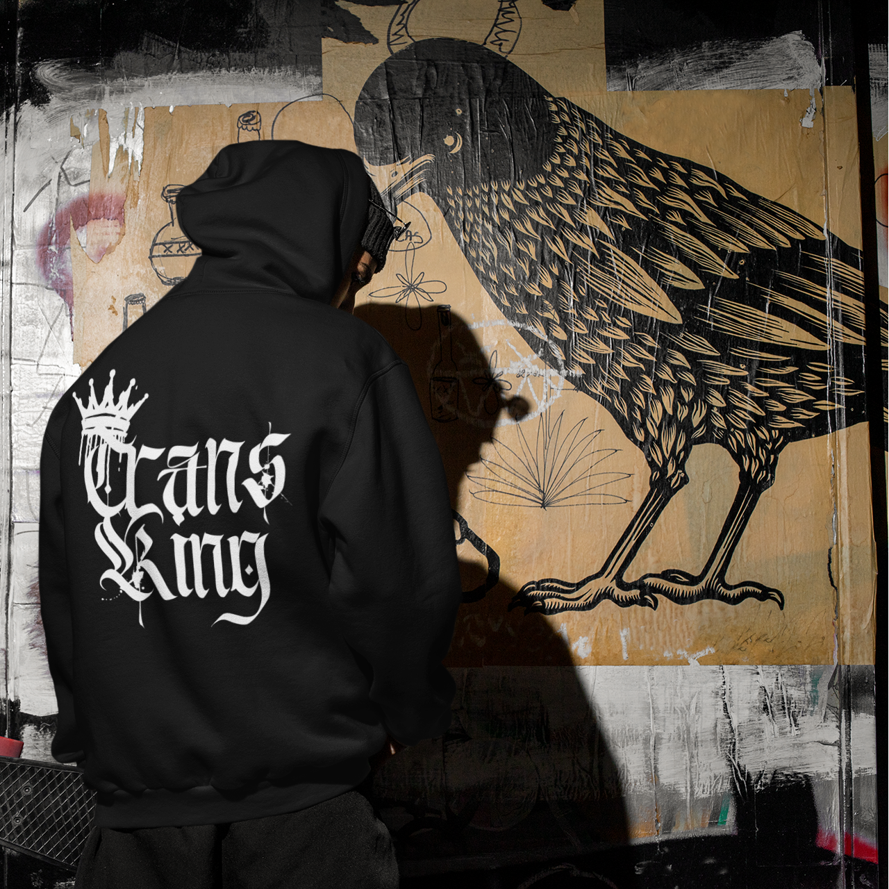 Trans King with a Crown Spray Paint Graffiti Style Hoodie Trans Pride Eco Raglan Hoodie Eco Raglan Hoodie