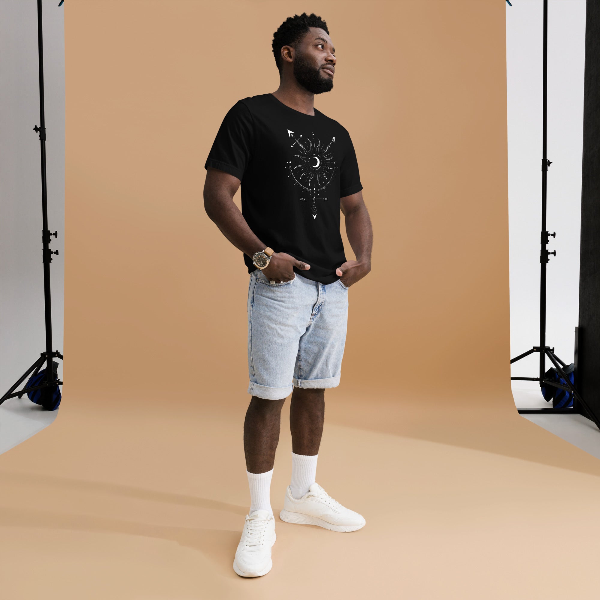 Trans Gender Symbol v1 Celestial Design Trans Pride Graphic Tee Relaxed Fit T-Shirt