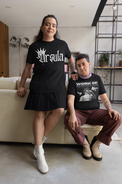 Work of Art with Top Surgery Scars for Transmasc, Transman, Non-Binary and Gender Diverse Pride Shirt on Black Oversize Deep Drop Shoulder Tee - 190 GSM