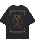 Black and Yellow Celestial Design on back of Black Oversized Tee