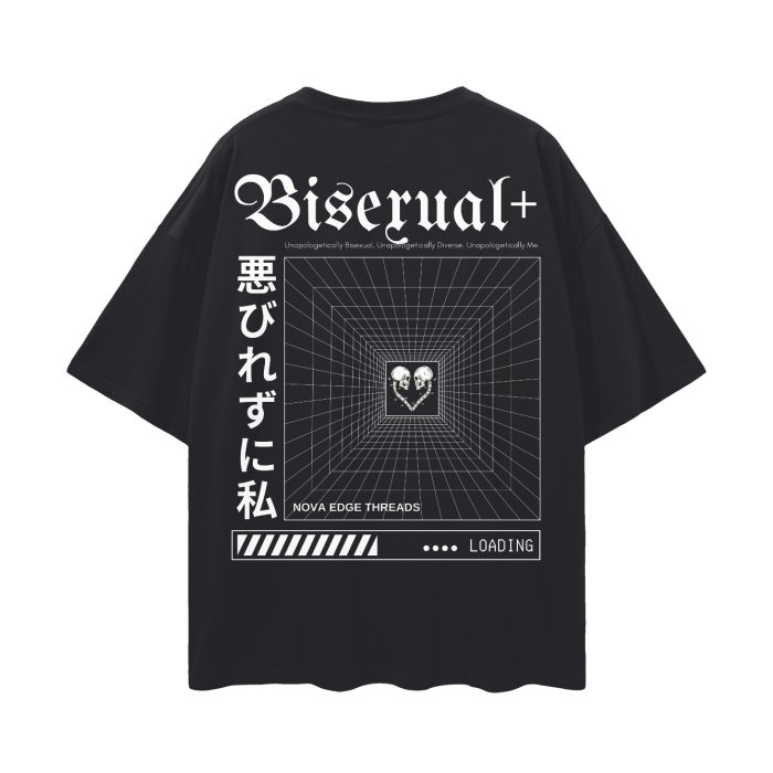 Unapologetically Bisexual Graphic Tee Pride Gear Japanese Streetwear Black Oversize Deep Drop Shoulder Tee - 190 GSM