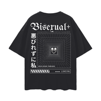 Unapologetically Bisexual Graphic Tee Pride Gear Japanese Streetwear Black Oversize Deep Drop Shoulder Tee Oversize Deep Drop Shoulder Tee - 190 GSM