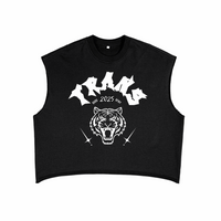 Trans Dude of NY Punk Design on front of Black French Terry Boxy Tank Top French Terry Boxy Tank Top