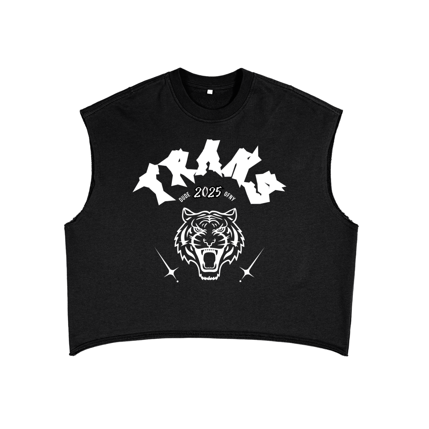 Trans Dude of NY Punk Design on front of Black French Terry Boxy Tank Top French Terry Boxy Tank Top