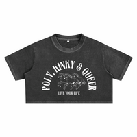 Poly, Kinky and Queer Pride Live your Life on front of Snow Washed Crop Top Snow Washed Crop Top