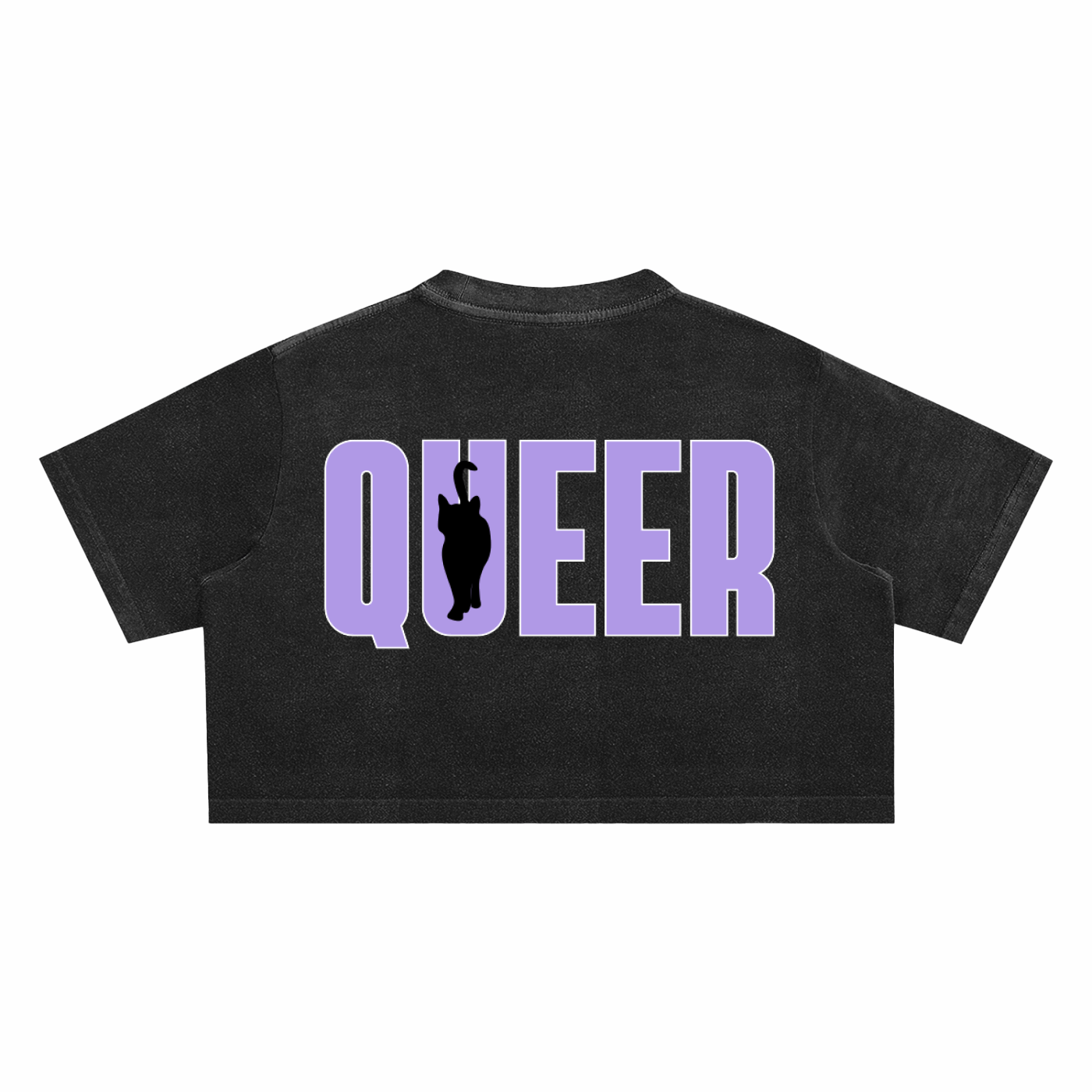 Queer Cat Club Queer Pride Lavender Text on Snow Washed Crop Top Snow Washed Crop Top