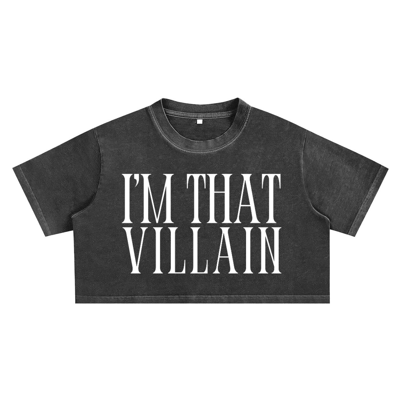 I'm That Villain Minimal Front Design Queer, Trans & Disability Pride Snow Washed Crop Top Snow Washed Crop Top