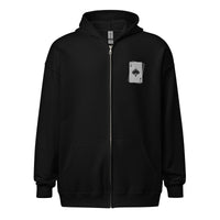 Asexual Pride Sweatshirt Ace of Spades Playing Card Embroidered on Black heavy blend zip hoodie Heavy Blend Zip Hoodie